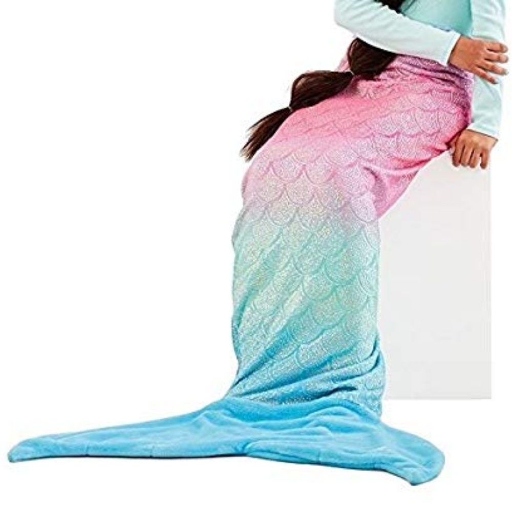 Justice Girls Shimmery Ombre Mermaid Tail Blanket